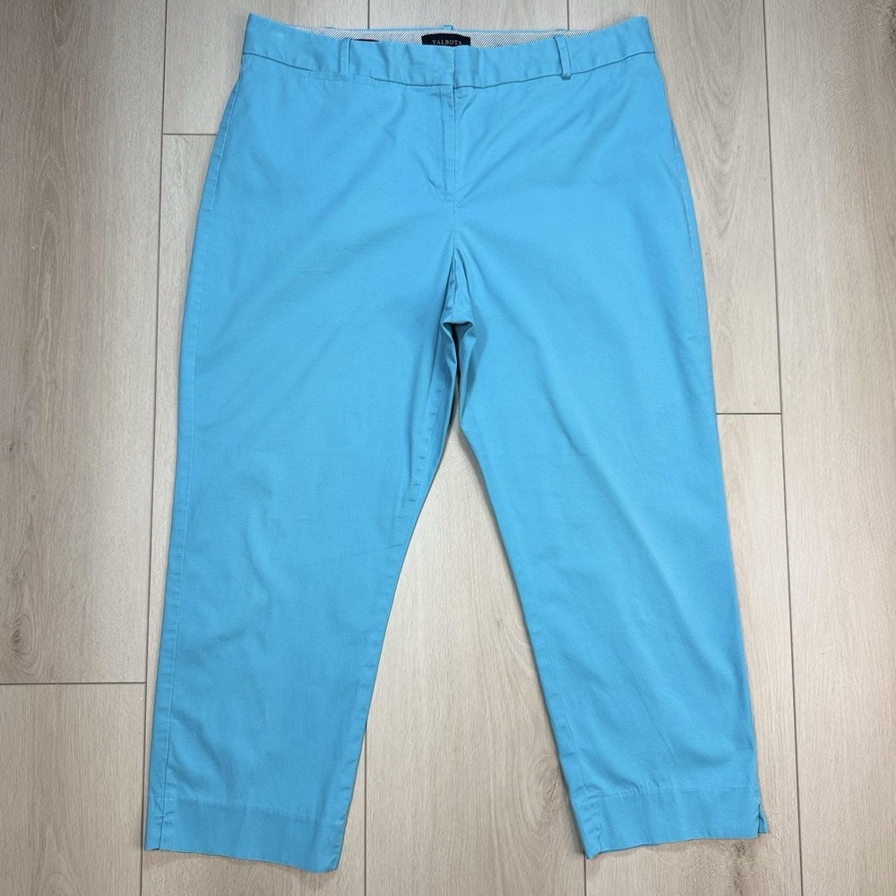 Talbots Women's Curvy Fit Stretch Pants Turquoise Blue Cotton Spandex Sz‎ 16